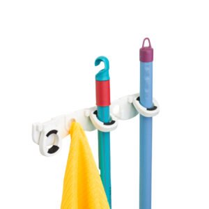 SUPORTE P/ VASSOURA 2 GANCHOS E 3 ENCAIXES COR SORTIDA - COD 3209